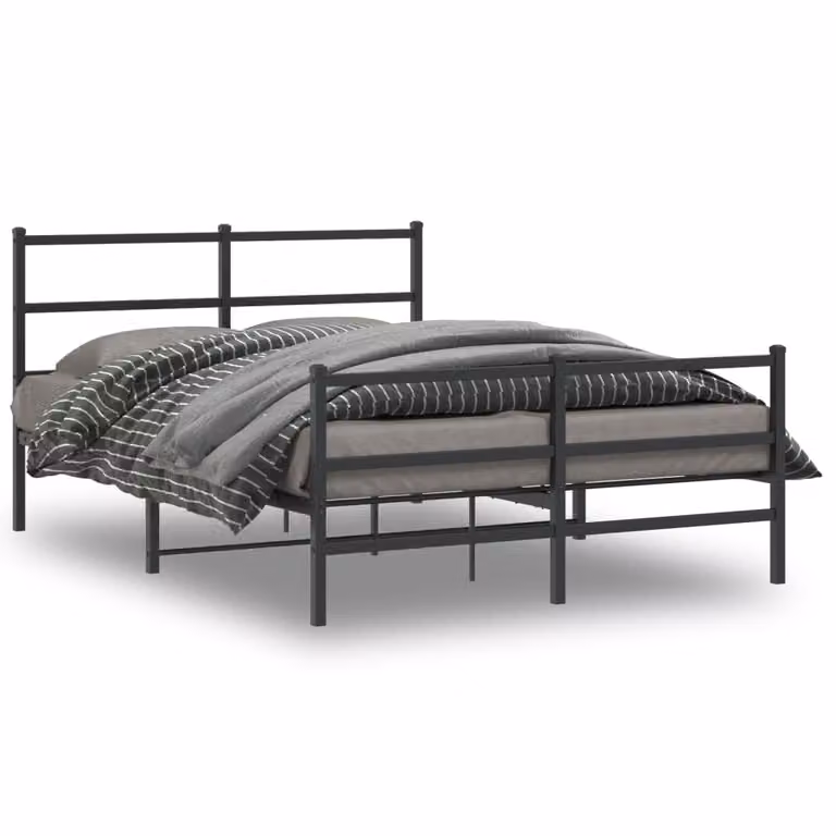 vidaXL Giroletto in metallo nero con testiera e pediera L: 142 cm, P: 196 cm, H: 90 cm
