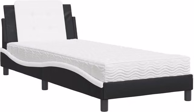Letto singolo | Letto per adulti | Giroletto senza Materasso Zadar Nero e Bianco 90x190 cm in Similpelle