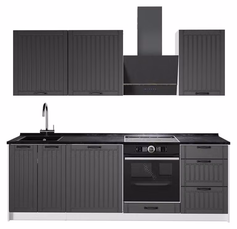 Cucina componibile Vicco Fame-Line Grigio scuro/Bianco 230 cm, PL Antracite, Model 64013