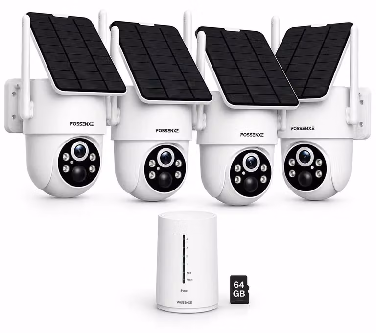 Telecamera di sicurezza, risoluzione 2K, copertura a 360°, kit con 4 telecamere Wi-Fi
