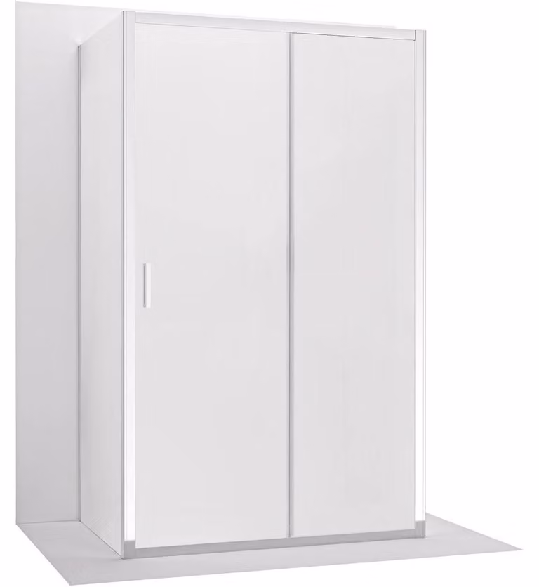 CERANO - Box doccia a tre pareti Varone LINE U L/P - 6 mm - cromo, vetro smerigliato - 130x100 cm - scorrevole