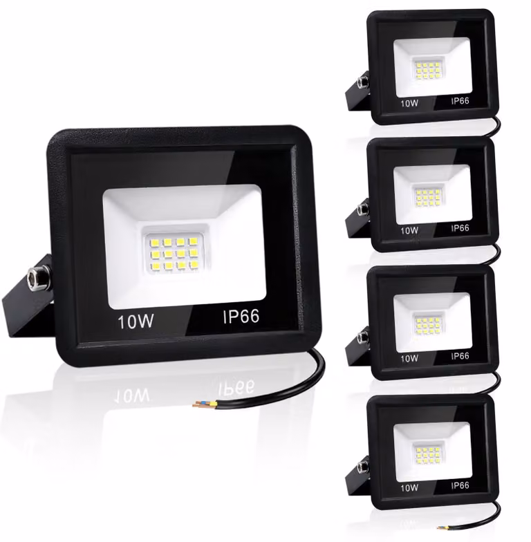 Set di 5 faretti LED, 10 W, luce bianca fredda, grado di protezione IP66, per uso esterno