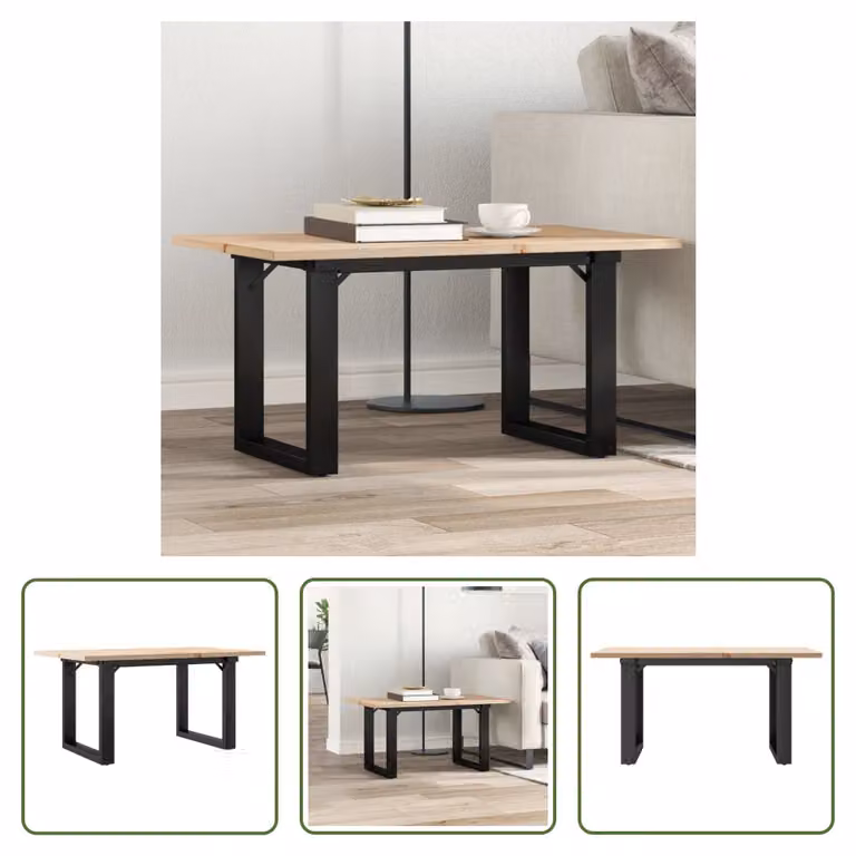 The Living Store tavolino O-frame 80x50x40cm in pino massiccio e ghisa