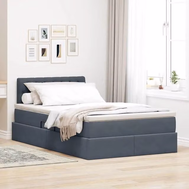 Letto con contenitore LED e materasso Grigio Scuro 120 x 200 cm 3371446