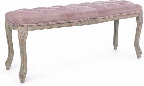 Panca Mathilde Woodrose in tessuto effetto velluto rosa con struttura in legno, L: 150 cm, P: 47 cm, H: 47 cm