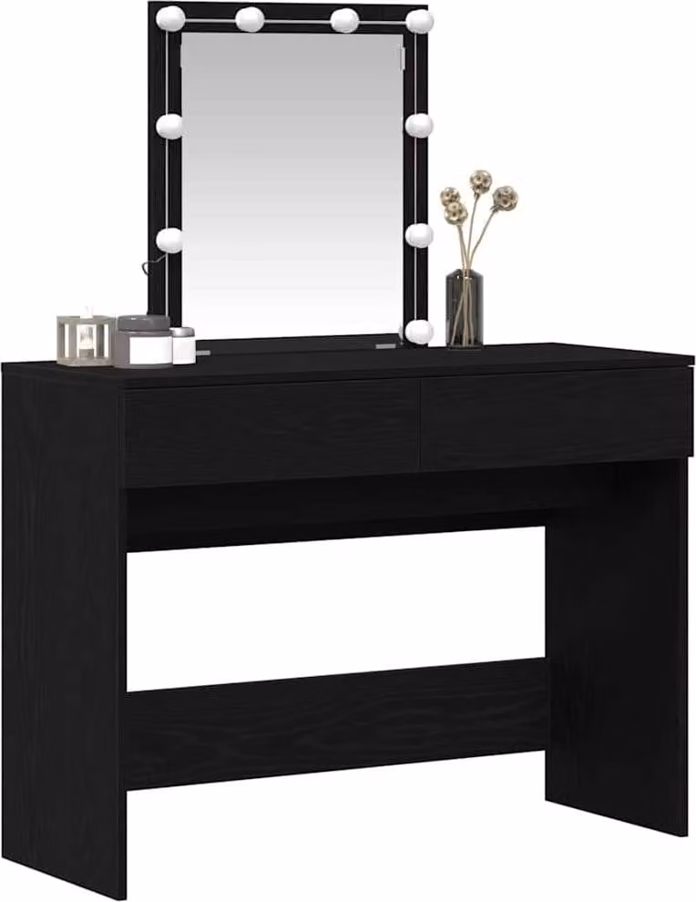 Tavolo da Trucco con cassetto Rovere Nero 100 x 40 x 130 cm