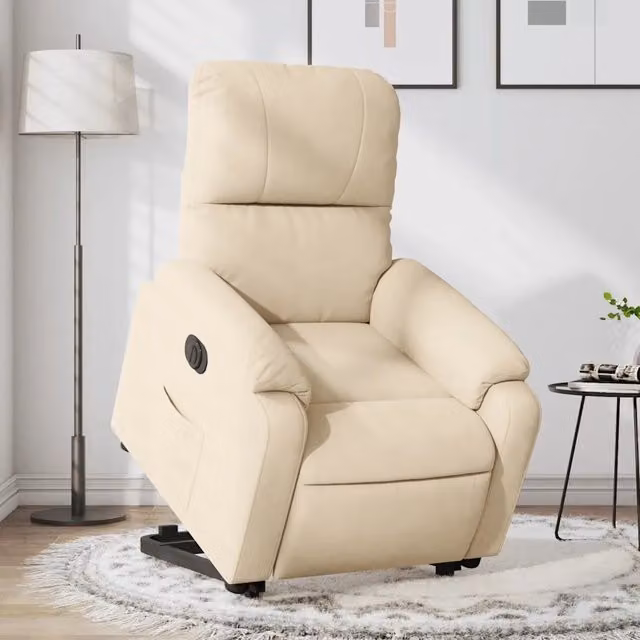 Poltrona Alzapersona Reclinabile Elettrica vidaXL in Microfibra Beige