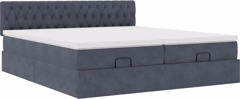 Struttura Letto Pouf con Materassi 200x200 cm Velluto