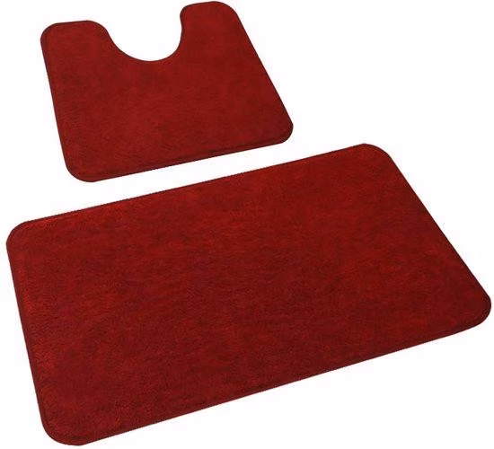 Morbido tappetino da bagno e da toilette in microfibra, antiscivolo, rosso, 50x80 cm