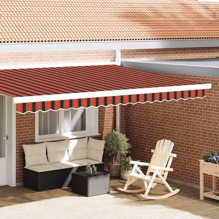 Maison Exclusive - Sostituzione volantino per tenda da sole, motivo a righe arancione e marrone, per tende da sole da 4,5 metri