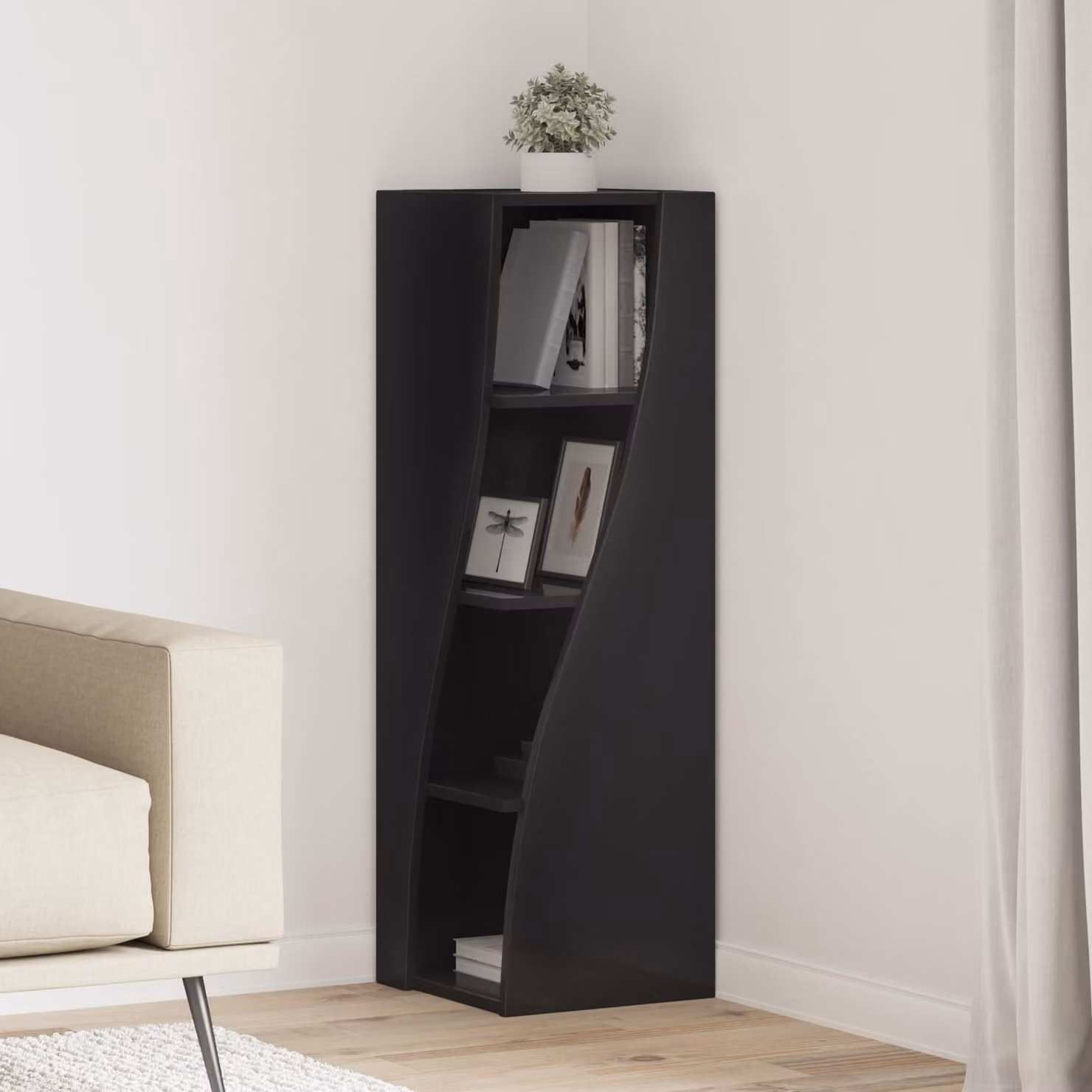 Mobile angolare vidaXL in legno ingegnerizzato nero L/P/H: 32 x 32 x 102 cm