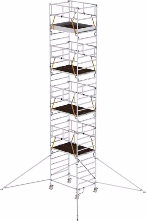 Ponteggio mobile SG 1,35 x 1,80 m con braccio e doppia piattaforma; altezza della piattaforma 8,39 m