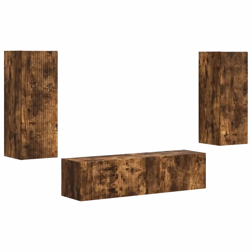 Set di 2 mobili TV moderni vidaXL in legno ingegnerizzato color rovere fumé marrone opaco – 2