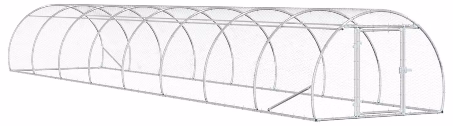 Alloggio per polli, modello Silber, dimensioni 800 x 150 x 100 cm, realizzato in acciaio zincato