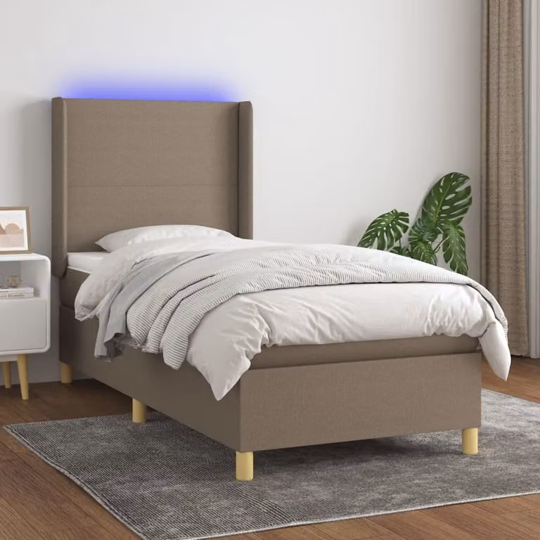 Maison Exclusive - Letto a Molle con Materasso e LED Tortora 100x200cm in Tessuto