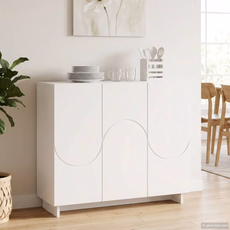 Credenza moderna vidaXL in legno ingegnerizzato bianco L: 85,5 cm, P: 31 cm, H: 75 cm