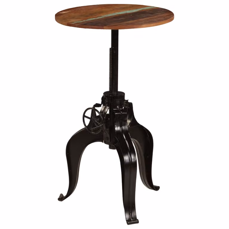 The Living Store Tavolo da bar in legno massiccio di recupero 60x(76-110) cm