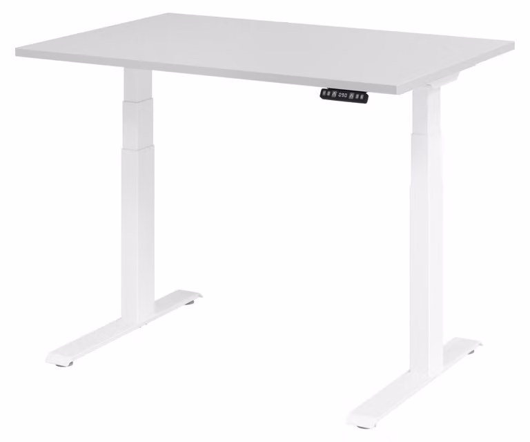 Scrivania regolabile in altezza XDKB | 2 motori | 120 - 180 cm | elettrica, dimensioni piano:120 x 80 cm, colore piano:grigio, colore struttura:bianco
