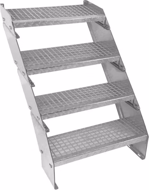 Scala a piantone a 4 elementi Monster Shop in acciaio zincato color argento, altezza regolabile 60 cm