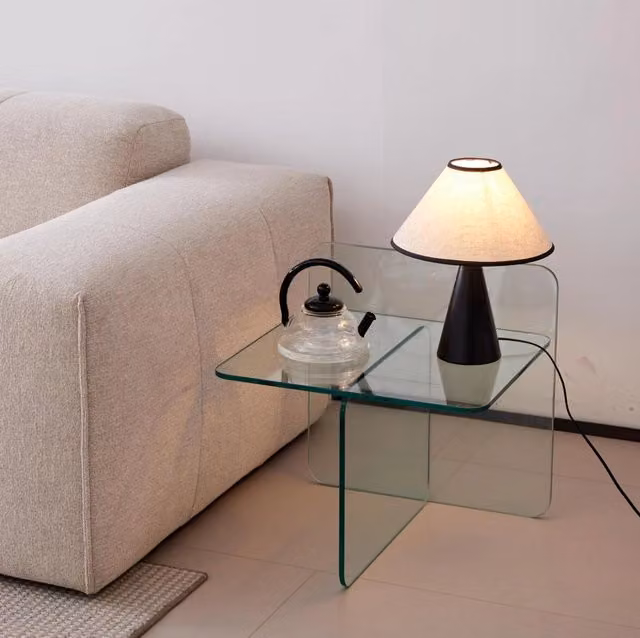 Tavolino trasparente in vetro temprato 45 x 45 x 51 cm