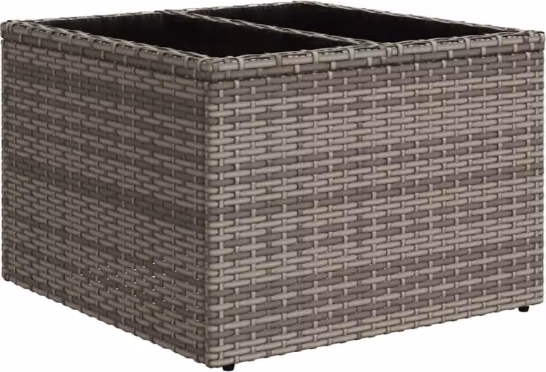 Tavolo da Giardino Piano in Vetro Grigio 55x55x37 cm Polyrattan
