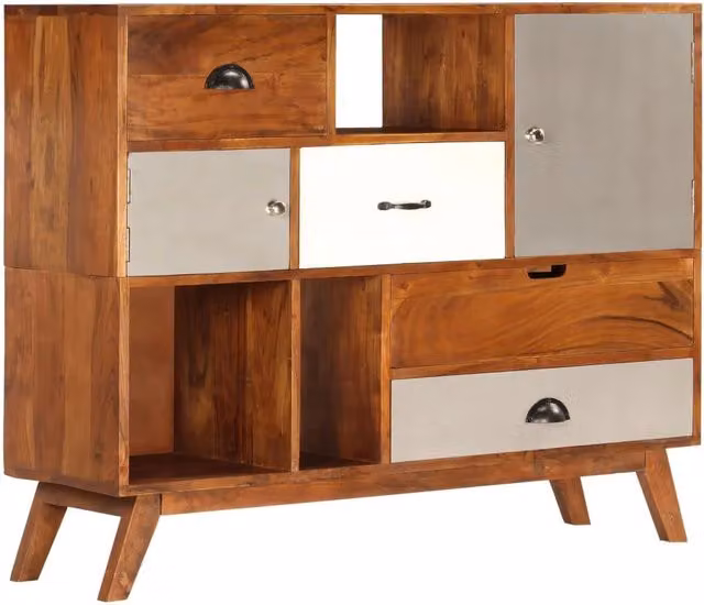 Buffet credenza in legno massello di acacia marrone Larghezza: 115 cm
