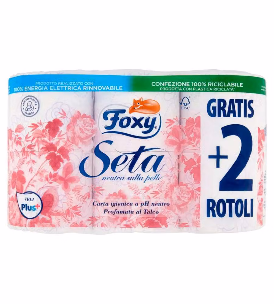 Foxy Carta igienica 2 veli decorata 4+2 maxi rotoli super morbida