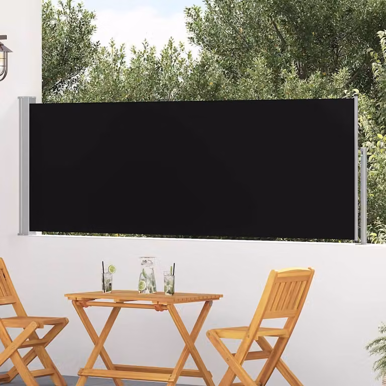 Tenda Laterale Retrattile vidaXL per Patio in Poliestere e Acciaio, Nera, L: 100 cm, H: 314 cm