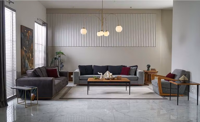 Komplette Couchgarnitur Sofa Stoffsofa Polstersofas Grau Set 4tlg