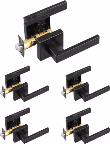 Set di 5 maniglie per porta VEVOR in metallo nero opaco con serratura senza chiave, reversibili destra/sinistra, in lega di zinco e ferro