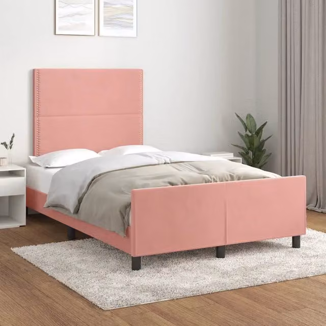Giroletto con Testiera vidaXL in Velluto Rosa L/P/H: 120 x 200 cm