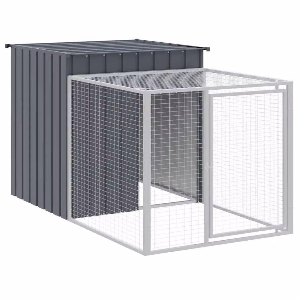 Gabbia per polli con recinto Videx in acciaio zincato colore antracite H: 110 cm, L: 201 cm, P: 110 cm – 2