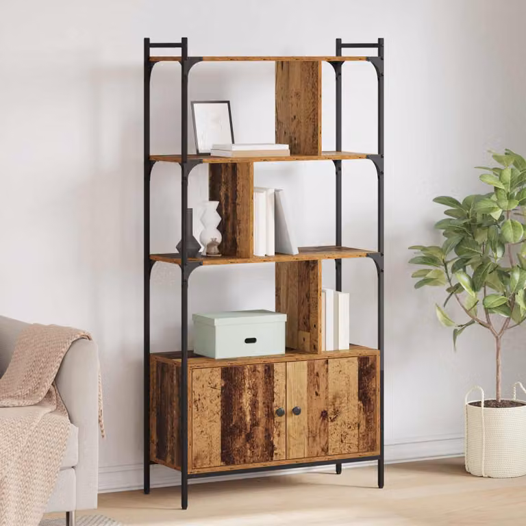 Libreria moderna vidaXL con ante e ripiani interni in legno e metallo, L/P/H: 76,5 x 30 x 154,5 cm, disponibile in nero e marrone