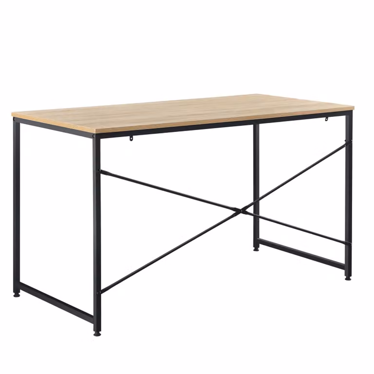 In And OutdoorMatch Scrivania Akeem - 120x60x72 cm - Truciolare e metallo - Colori nero e rovere - Design moderno