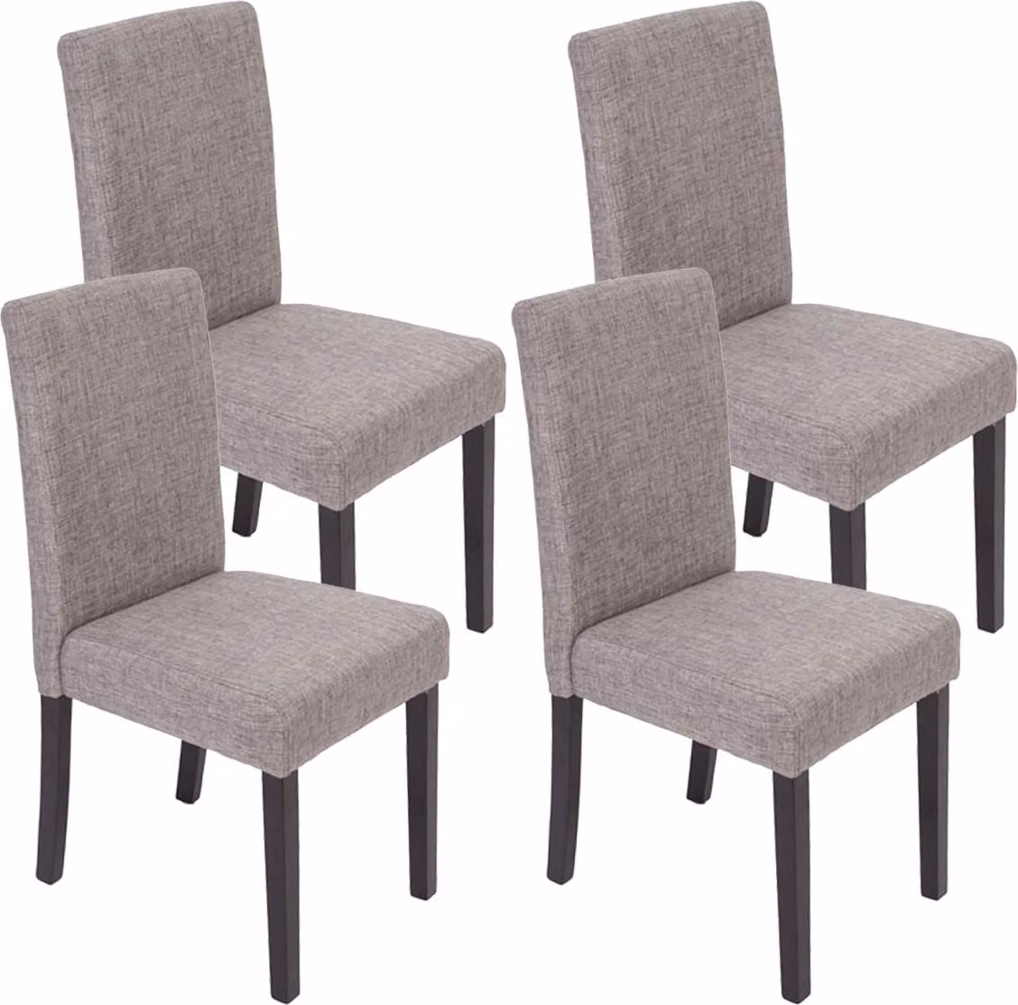 Set di 4 sedie da sala da pranzo Sedie da cucina classiche e intramontabili | A x L x P 90 x 43 x 56 cm | Altezza seduta 45 cm | Tessuto | Gambe scure | Grigio
