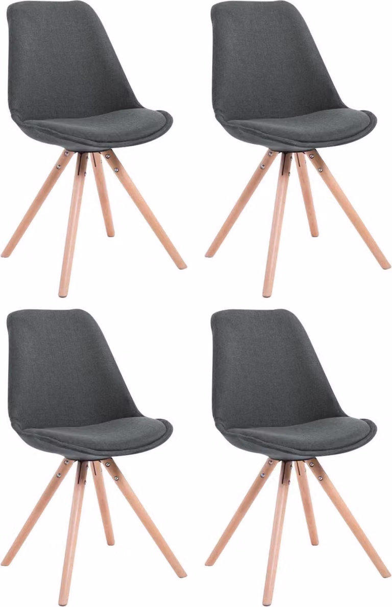 Set di quattro sedie per visitatori - Sedie per ospiti - Design elegante con robusta struttura in legno | Colore: Grigio scuro. Colore dell'abbigliamento: naturale