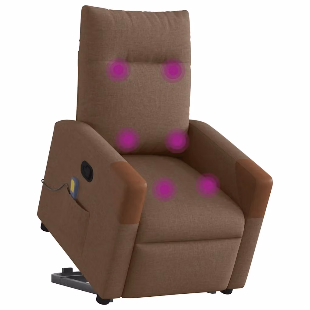Poltrona Alzapersona Reclinabile con Assistenza Elettrica vidaXL in Tessuto Marrone con Braccioli – 2