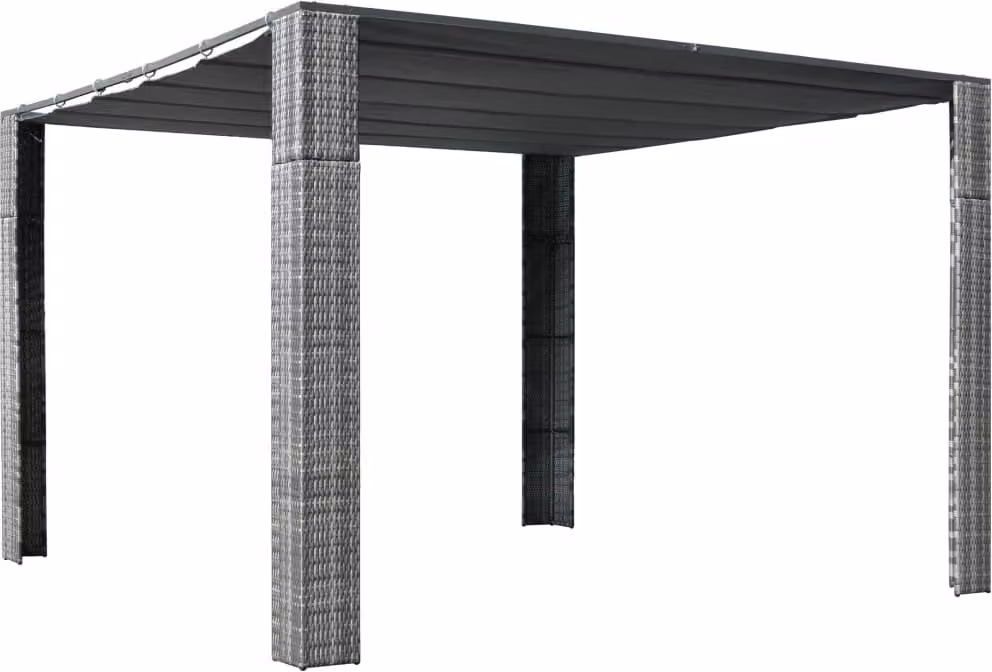 The Living Store Padiglione con tetto in poly rattan 300x300x200 cm grigio e antracite