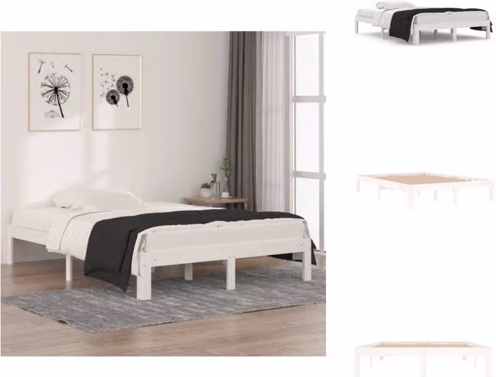 vidaXL Letto in legno massiccio bianco 135x190 cm - Letti e reti