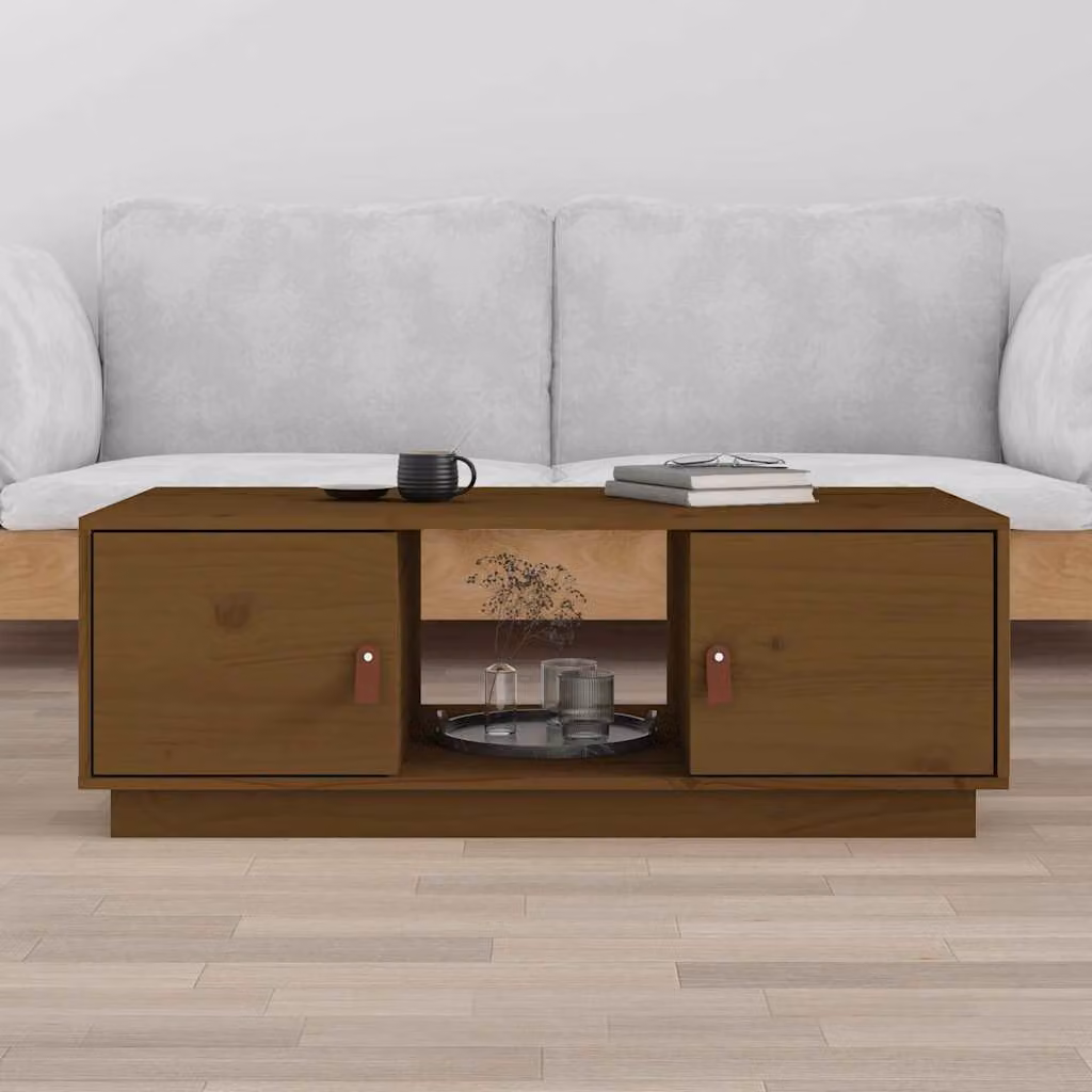 vidaXL Tavolino da Salotto Moderno in Legno di Pino Marrone L: 100 cm, P: 50 cm, H: 35 cm