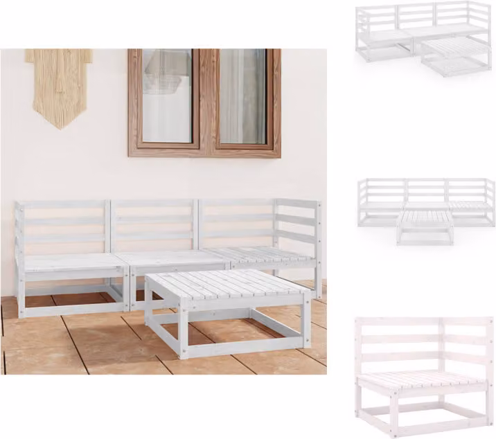 vidaXL Set da salotto da giardino 4 pezzi in pino massiccio bianco - Set di mobili da giardino