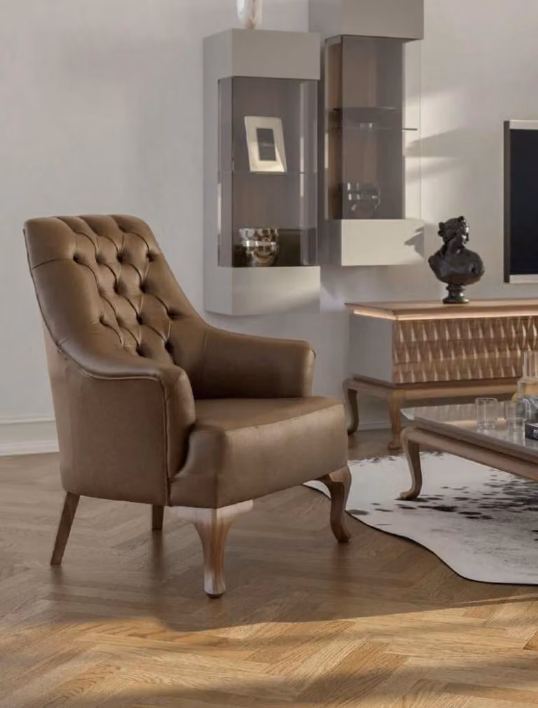 Brauner Chesterfield Einsitzer Wohnzimmermöbel Moderner Luxus Sessel