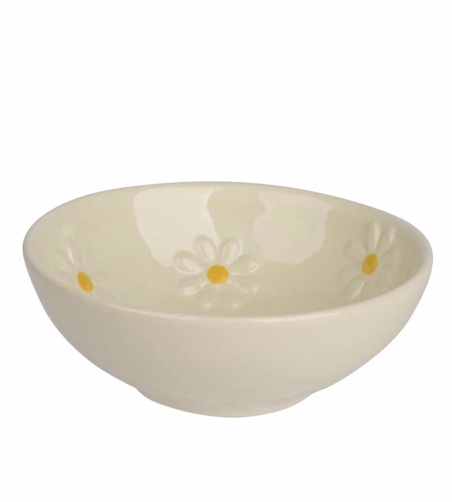 Ciotola da tavola Ceramica Bianco 15,6x5,6 cm Margherite Decorate