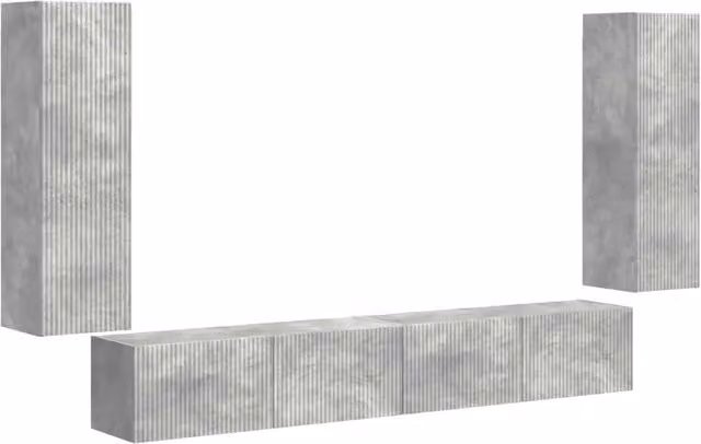 Set di Mobiletto da TV a Parete 4 pz | Armadietto TV | Mobile Porta TV Grigio cemento