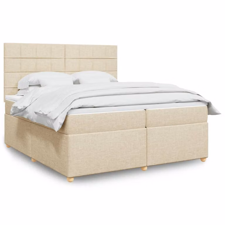 Maison Exclusive - Giroletto a Molle con Materasso Crema 200x200 cm in Tessuto