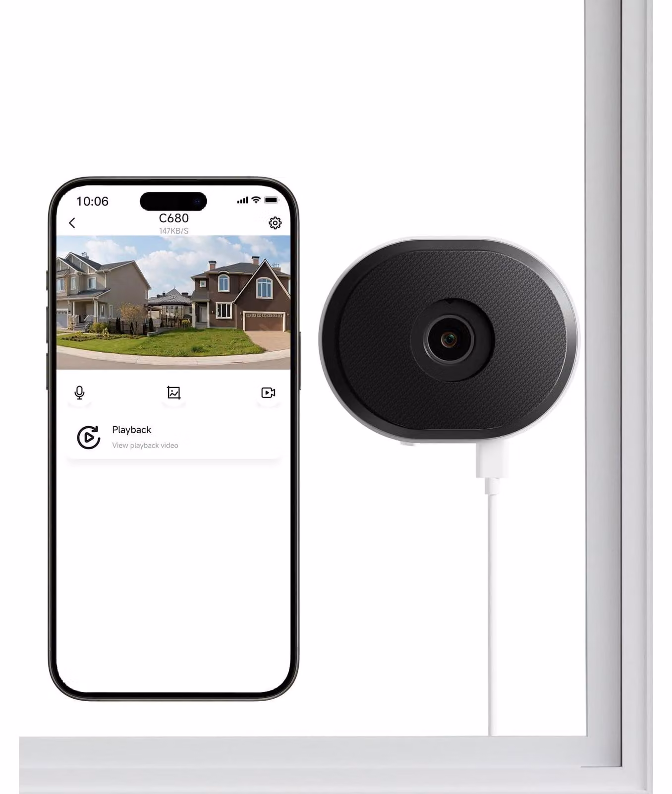 Telecamera per interni WiFi - 3 MP - Visione notturna a colori - 2K HD - Installazione con adesivo