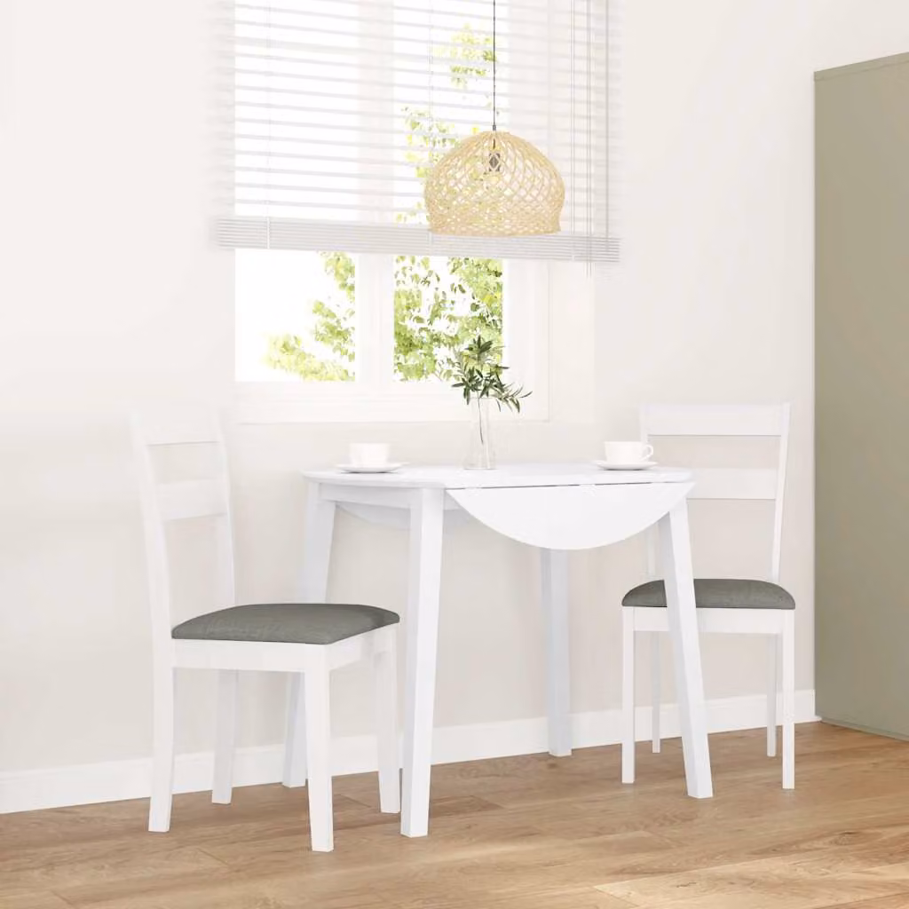 Set di 2 sedie da pranzo con cuscini vidaXL in legno di Hevea bianco e grigio con stile scandinavo