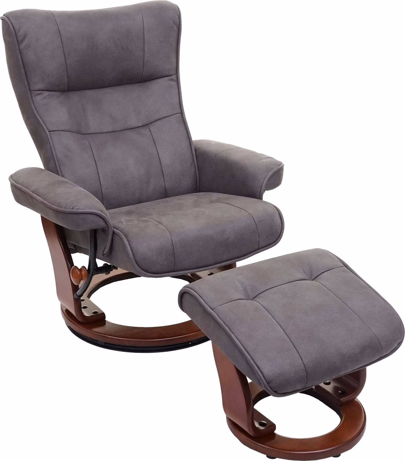 MCA reclinabile Montreal, sgabello per poltrona TV, tessuto/tessuto portata 130 kg ~ grigio scuro, tinta noce