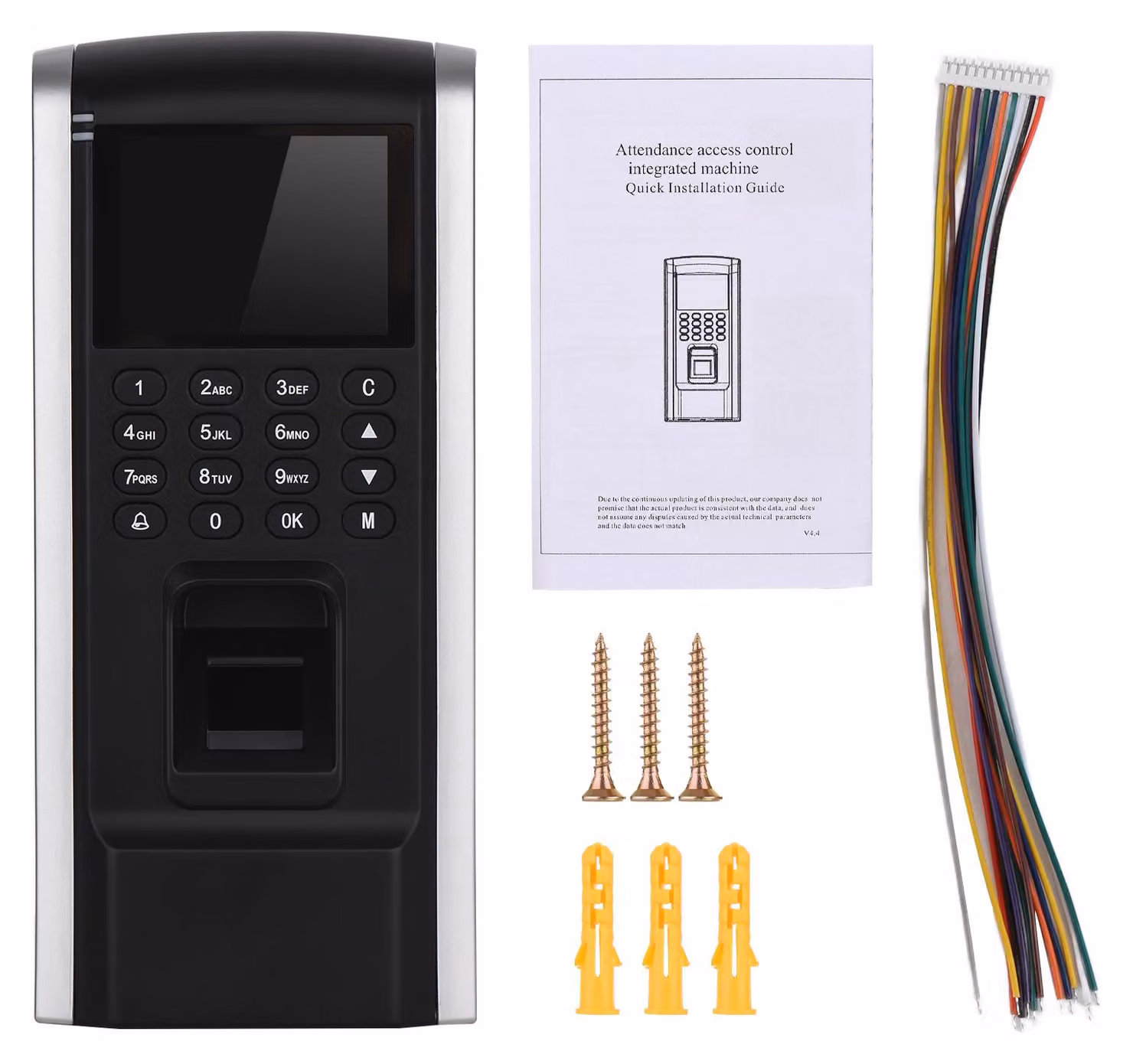Orologio marcatempo con impronta digitale, tessera identificativa, dispositivo di rilevazione presenze con password e funzione campanello