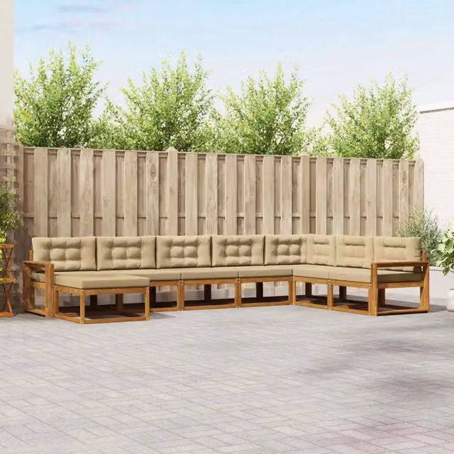 Set di divani da esterno 8 pz Naturale e Beige 3368006